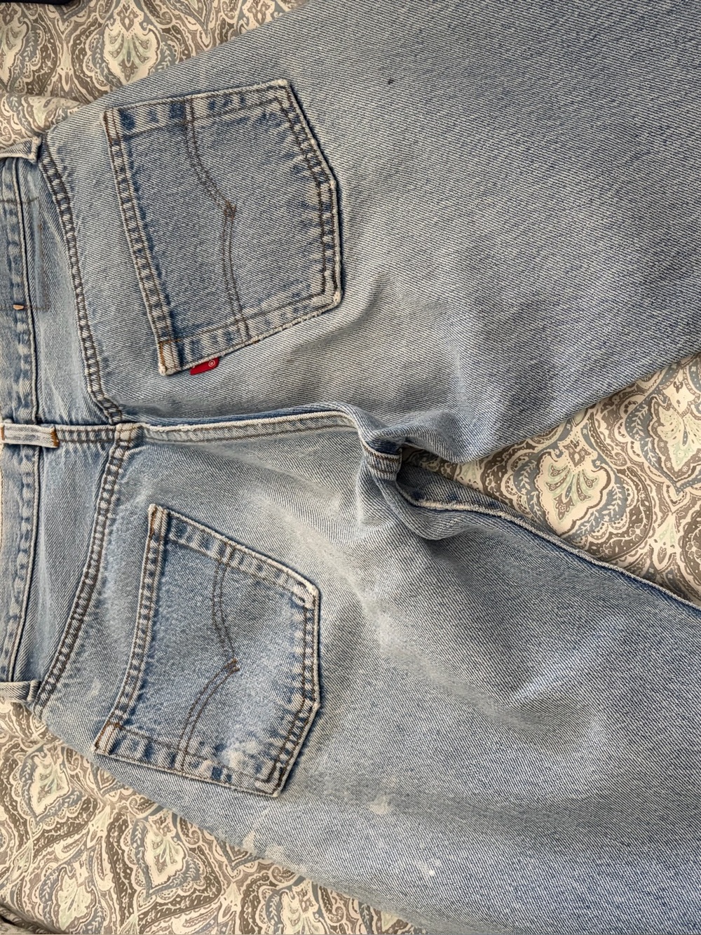 Vintage Light Wash Jeans with Red Tab